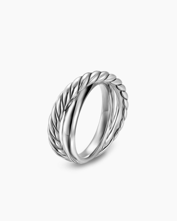 David Van Hagen Crossover Two Row Ring Sterling Silver 7.4mm