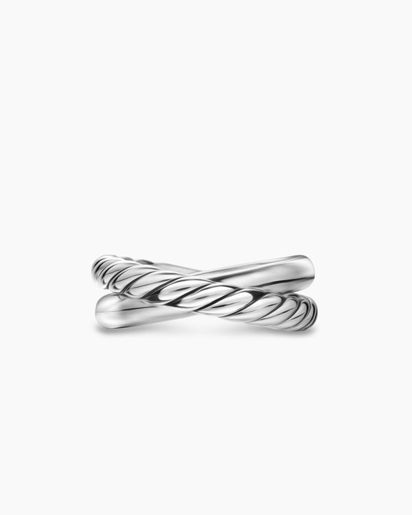 David Van Hagen Crossover Two Row Ring Sterling Silver 7.4mm