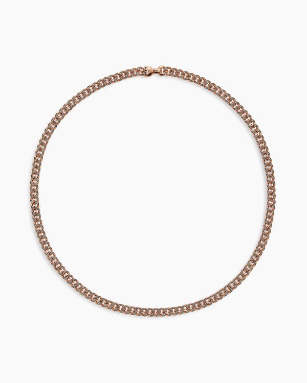 David Van Hagen Curb Chain Necklace 18K Rose Gold With Cognac Diamonds 6mm