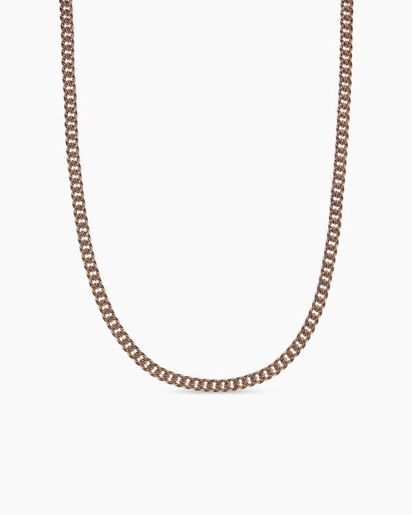 david van hagen Curb Chain Necklace 18K Rose Gold with Cognac Diamonds 6mm