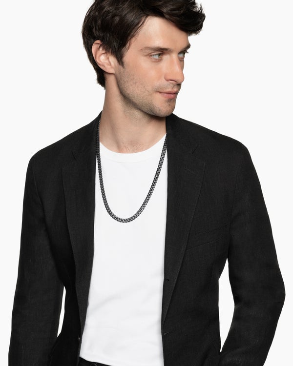 David Van Hagen Curb Chain Necklace Black Titanium 8mm