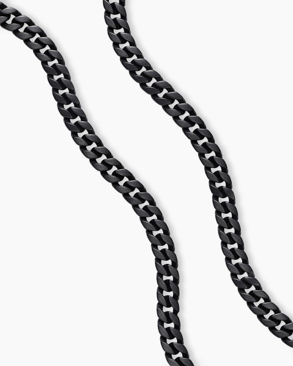 David Van Hagen Curb Chain Necklace Black Titanium 8mm
