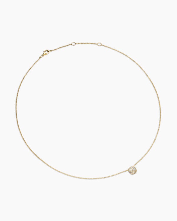 David Van Hagen Cushion Pendant Necklace 18K Yellow Gold With Diamonds 8mm