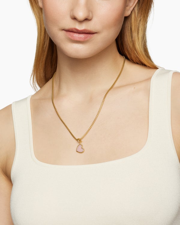 David Van Hagen DY Elements ® Heart Amulet 18K Yellow Gold With Pink Opal 15.2mm