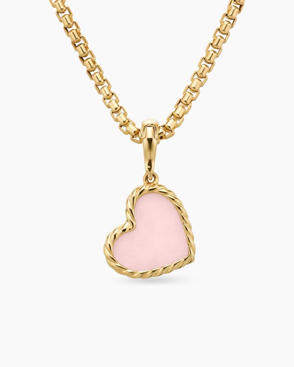 David Van Hagen DY Elements ® Heart Amulet 18K Yellow Gold With Pink Opal 15.2mm