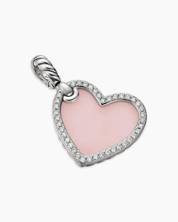 David Van Hagen DY Elements ® Heart Amulet Sterling Silver With Pink Opal And Diamonds 18.7mm