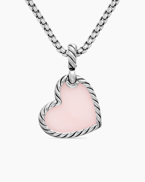 David Van Hagen DY Elements ® Heart Amulet Sterling Silver With Pink Opal And Diamonds 18.7mm