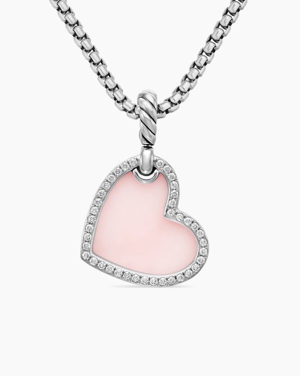 david van hagen DY Elements ® Heart Amulet Sterling Silver with Pink Opal and Diamonds 18.7mm