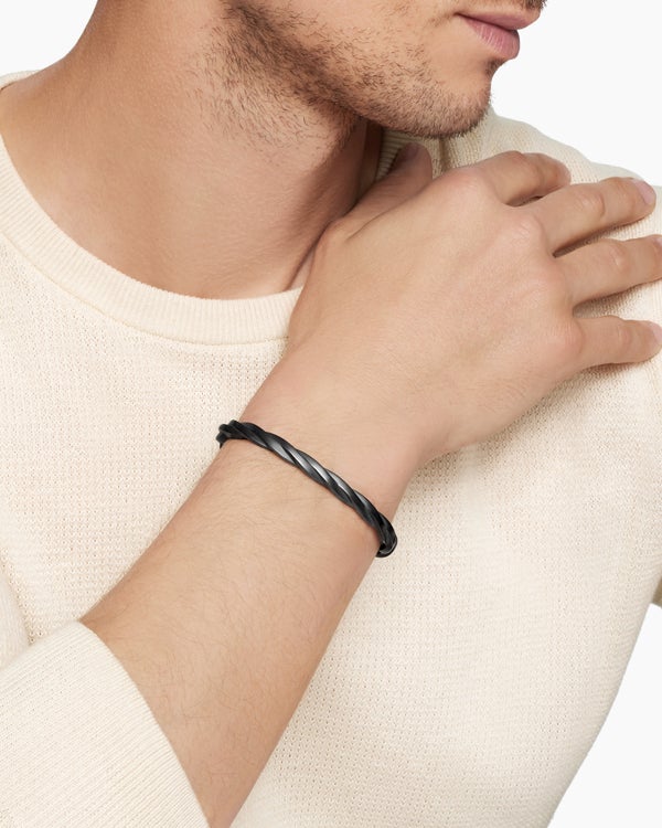 David Van Hagen DY Helios™ Cuff Bracelet Black Titanium 6mm