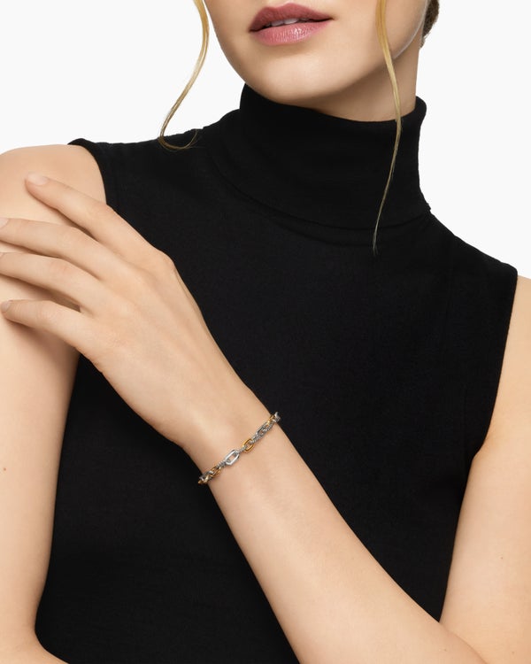 David Van Hagen DY Madison ® Chain Bracelet Sterling Silver With 18K Yellow Gold 5.5mm
