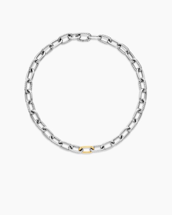 David Van Hagen DY Madison ® Chain Necklace Sterling Silver With 18K Yellow Gold 11mm