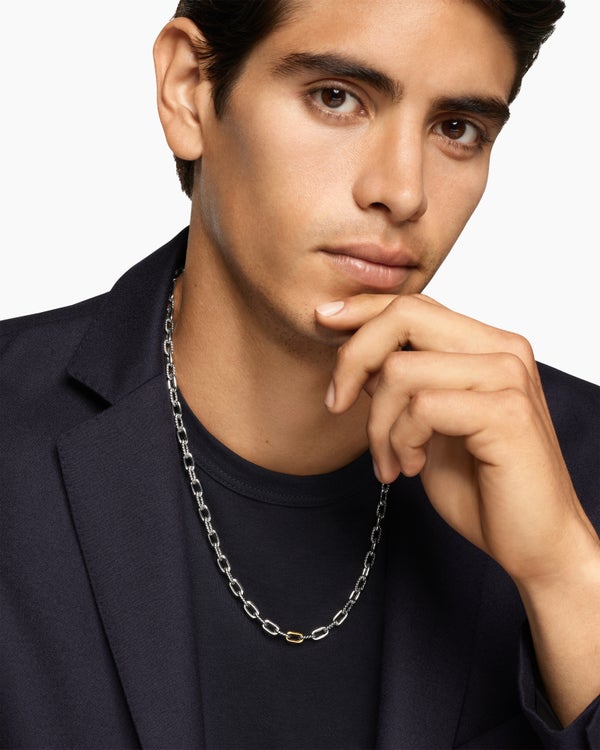 David Van Hagen DY Madison ® Chain Necklace Sterling Silver With 18K Yellow Gold 6mm