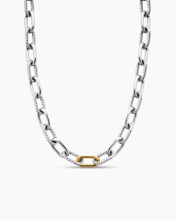 david van hagen DY Madison ® Chain Necklace Sterling Silver with 18K Yellow Gold 11mm