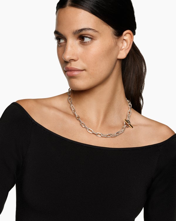David Van Hagen DY Madison ® Toggle Chain Necklace Sterling Silver With 18K Yellow Gold 8.5mm