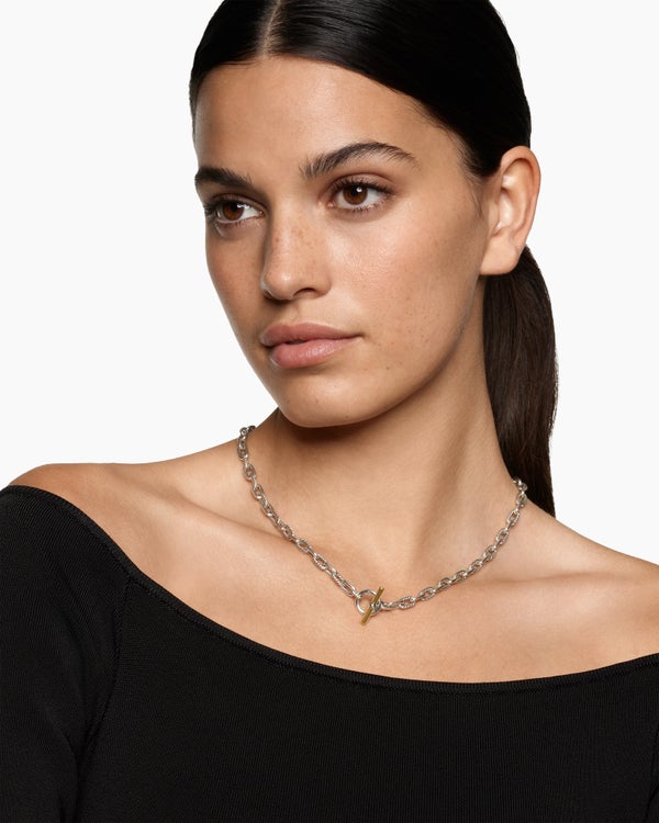 David Van Hagen DY Madison ® Toggle Chain Necklace Sterling Silver With 18K Yellow Gold 5.5mm