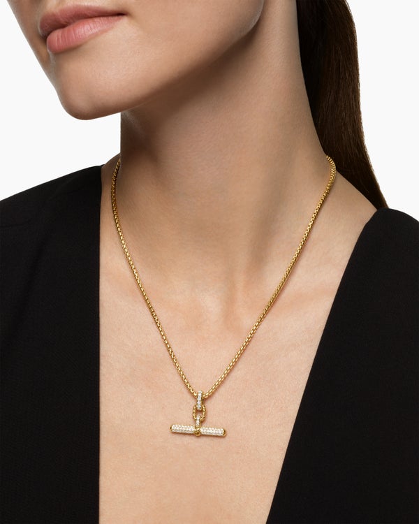 David Van Hagen DY Madison ® Toggle Pendant 18K Yellow Gold With Diamonds 29mm