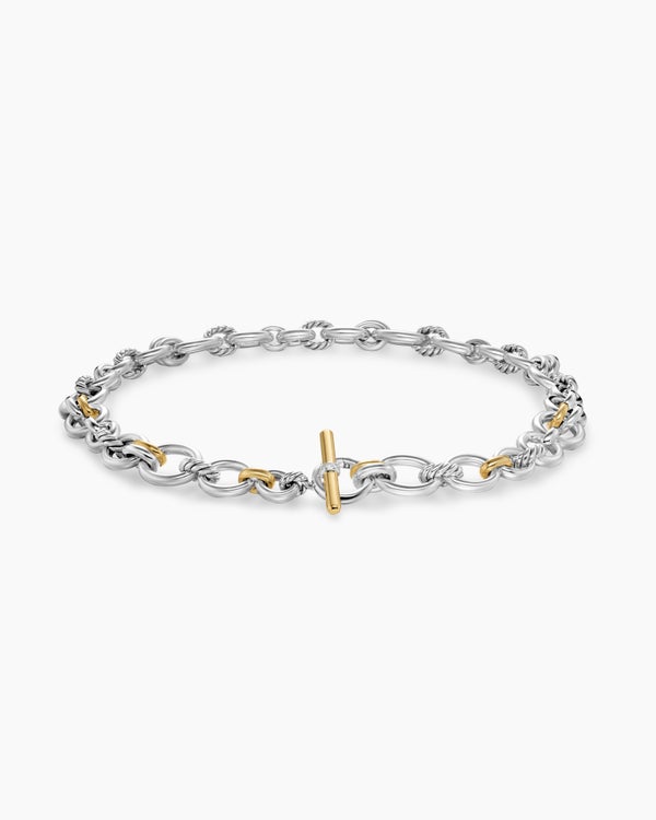 David Van Hagen DY Mercer ® Chain Necklace Sterling Silver With 18K Yellow Gold And Diamonds 8mm