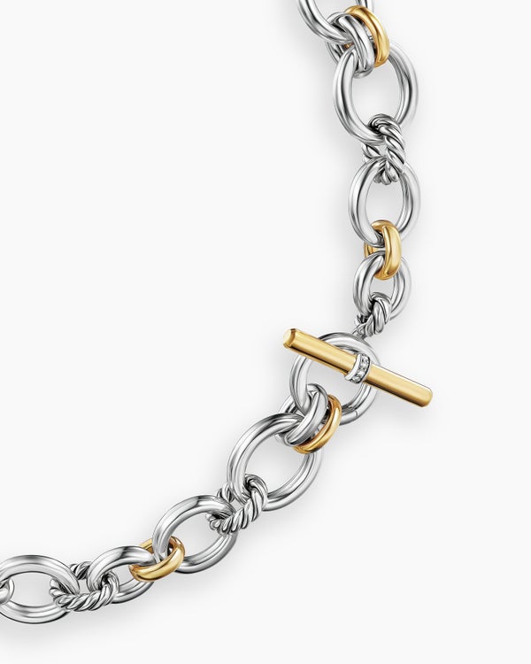 David Van Hagen DY Mercer ® Chain Necklace Sterling Silver With 18K Yellow Gold And Diamonds 8mm