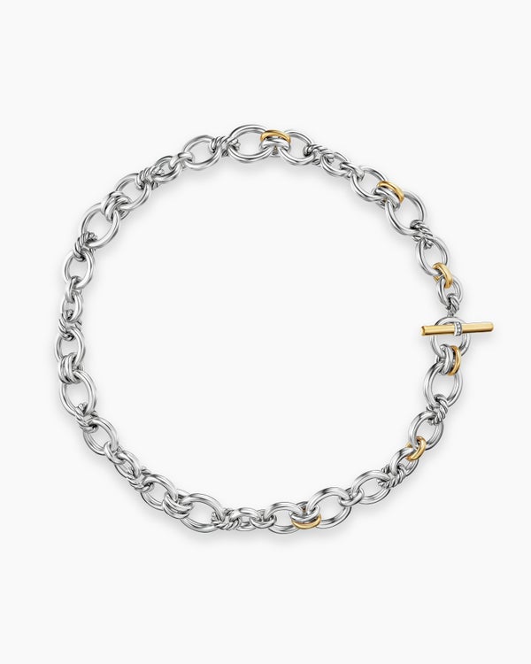 david van hagen DY Mercer ® Chain Necklace Sterling Silver with 18K Yellow Gold and Diamonds 8mm david van hagen DY Mercer ® Chain Necklace Sterling Silver with 18K Yellow Gold and Diamonds 8mm