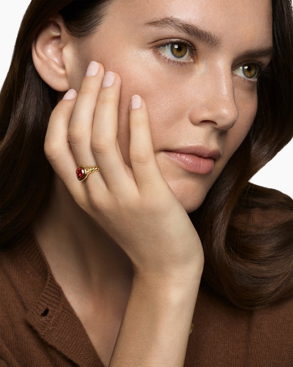 David Van Hagen DY Mercer ® Color Stone Ring 18K Yellow Gold With Rhodolite Garnet 7mm