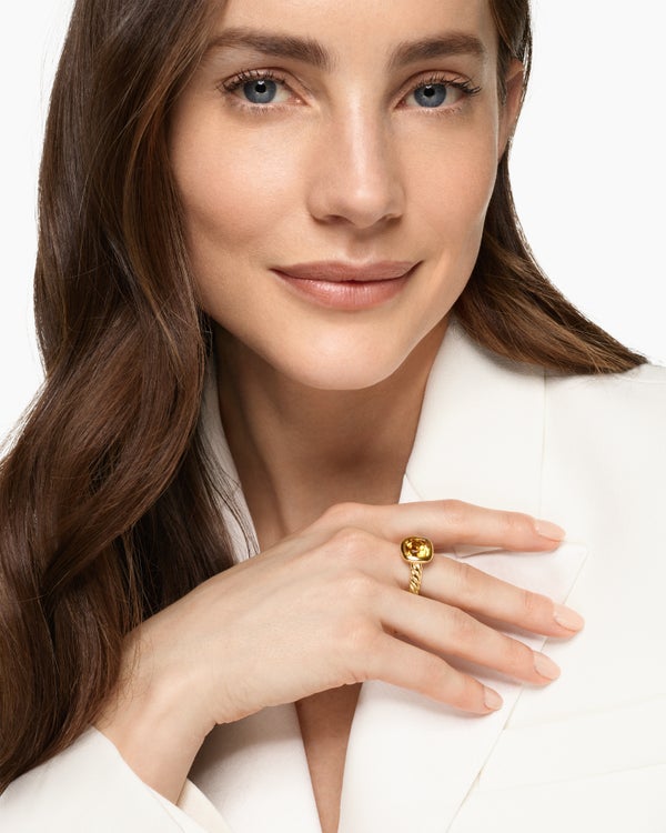 David Van Hagen DY Mercer ® Color Stone Ring 18K Yellow Gold With Citrine 10mm