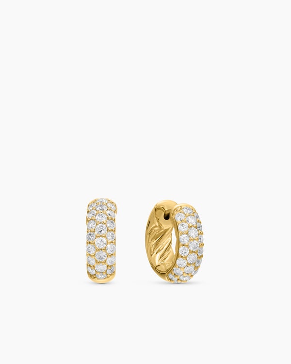 david van hagen DY Mercer ® Micro Hoop Earrings 18K Yellow Gold with Diamonds 13.5mm