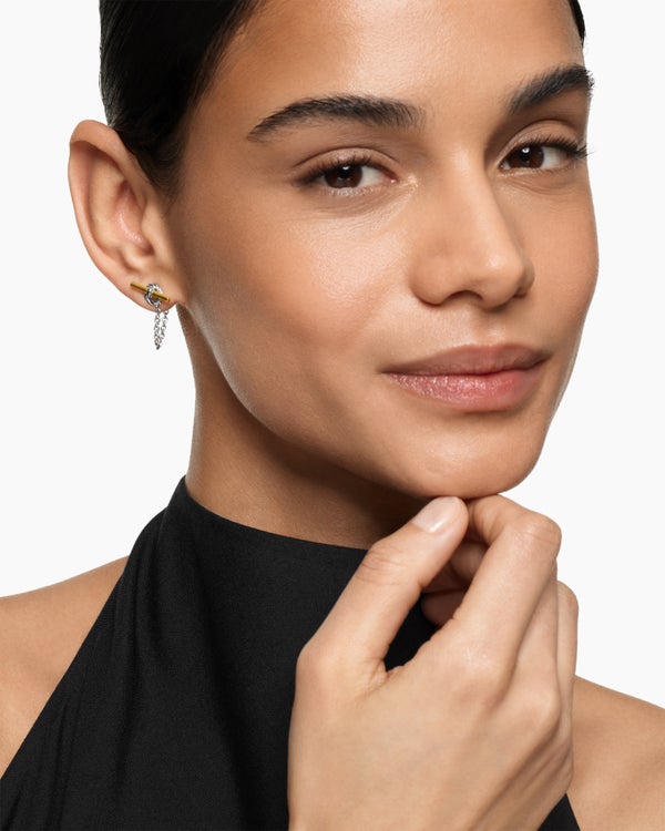 David Van Hagen DY Mercer ® Petite Toggle Chain Stud Earrings Sterling Silver With 18K Yellow Gold 38.2mm