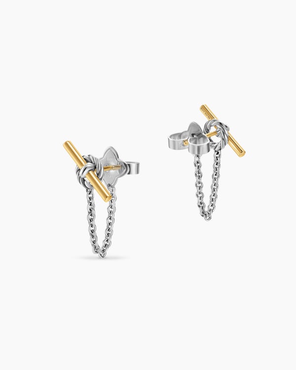 David Van Hagen DY Mercer ® Petite Toggle Chain Stud Earrings Sterling Silver With 18K Yellow Gold 38.2mm