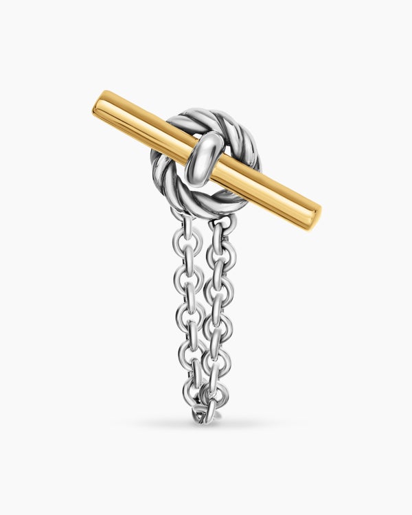David Van Hagen DY Mercer ® Petite Toggle Chain Stud Earrings Sterling Silver With 18K Yellow Gold 38.2mm