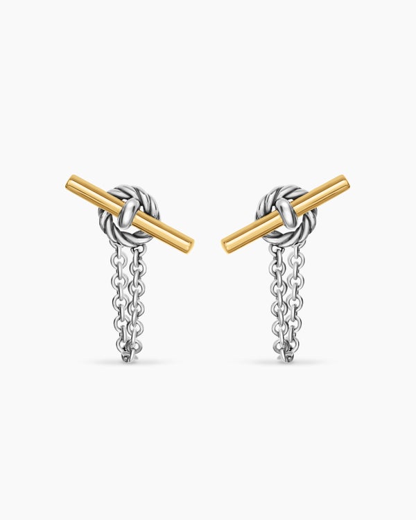 david van hagen DY Mercer ® Petite Toggle Chain Stud Earrings Sterling Silver with 18K Yellow Gold 38.2mm