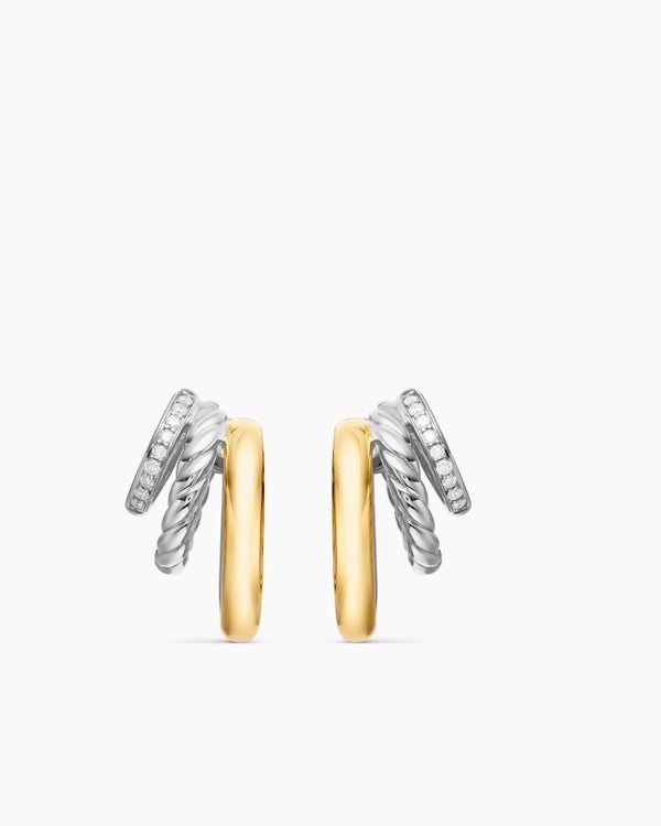 david van hagen DY Mercer ® Three Row Hoop Earrings Sterling Silver with 18K Yellow Gold and Diamonds 21mm david van hagen DY Mercer ® Three Row Hoop Earrings Sterling Silver with 18K Yellow Gold and Diamonds 21mm