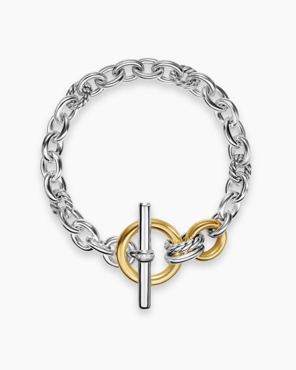 David Van Hagen DY Mercer ® Toggle Chain Bracelet Sterling Silver With 18K Yellow Gold And Diamonds 8mm