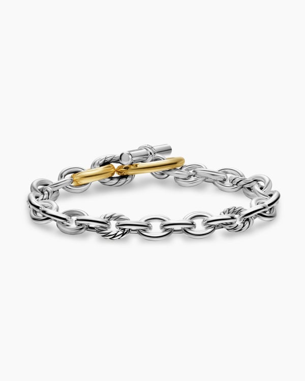 David Van Hagen DY Mercer ® Toggle Chain Bracelet Sterling Silver With 18K Yellow Gold And Diamonds 8mm