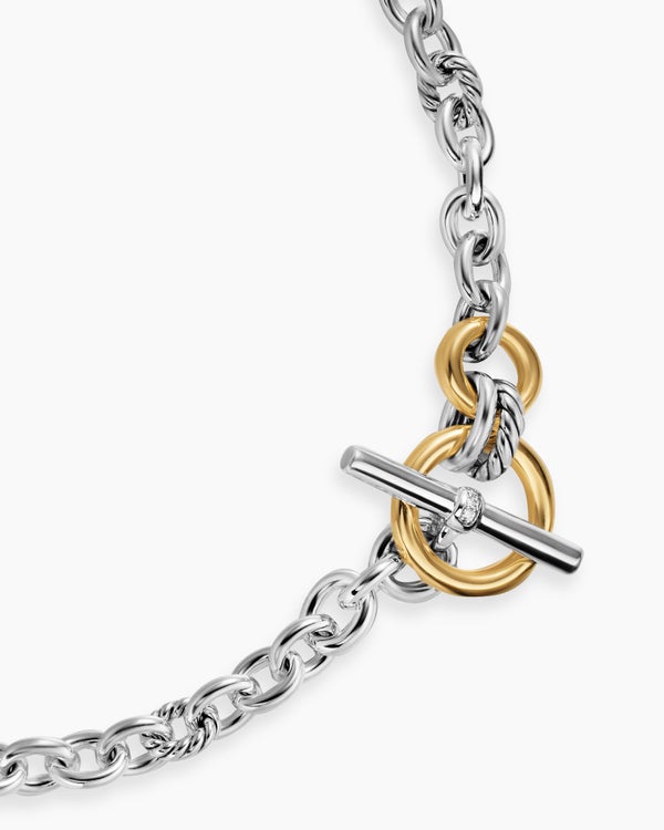 David Van Hagen DY Mercer ® Toggle Chain Necklace Sterling Silver With 18K Yellow Gold And Diamonds 8mm