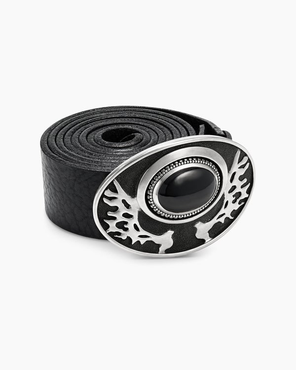 David Van Hagen Exotic Stone Angel Wing Belt Buckle Sterling Silver With Black Onyx