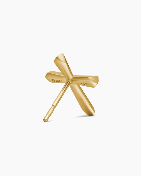 David Van Hagen Faceted Cross Stud Earring 18K Yellow Gold 18.7mm