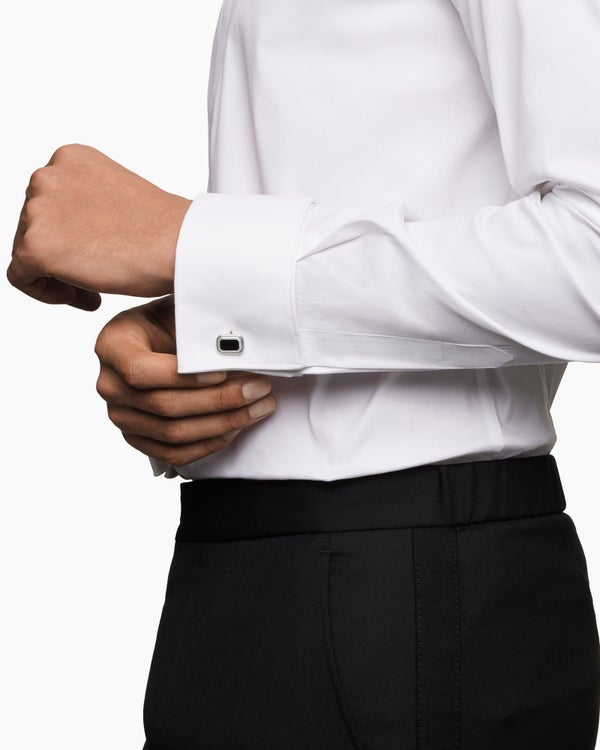 David Van Hagen Faceted Cufflinks Sterling Silver With Black Onyx 17mm