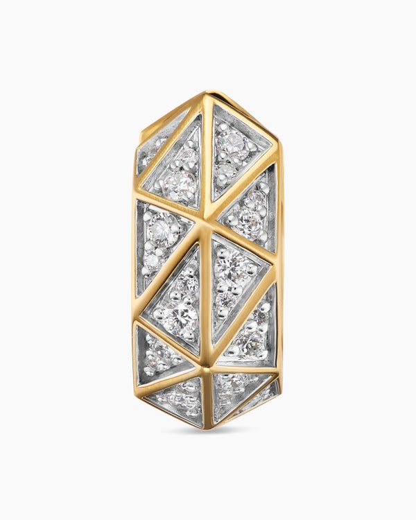 David Van Hagen Faceted Hoop Earring 18K Yellow Gold With Diamonds 14.5mm