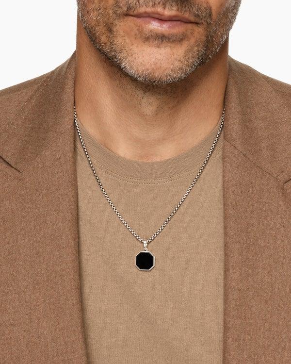 David Van Hagen Faceted Stone Amulet Sterling Silver With Black Onyx 16mm