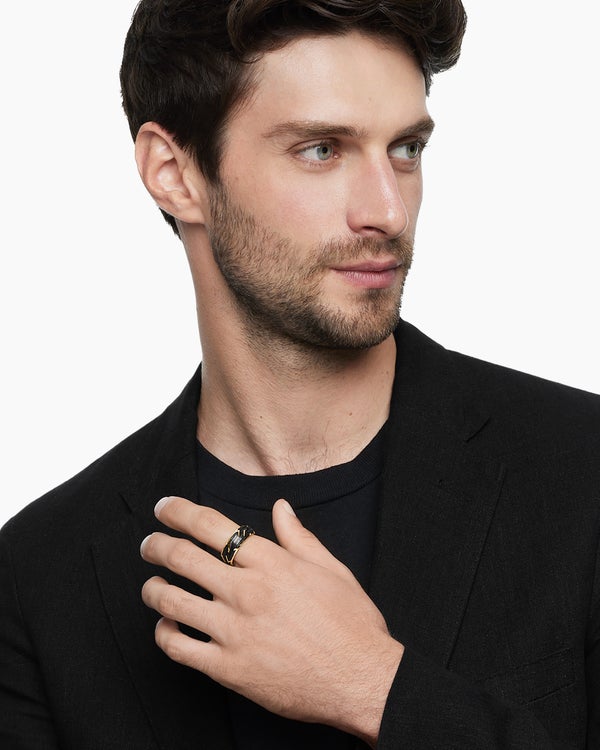 David Van Hagen Forged Carbon Band Ring 18K Yellow Gold 8.5mm