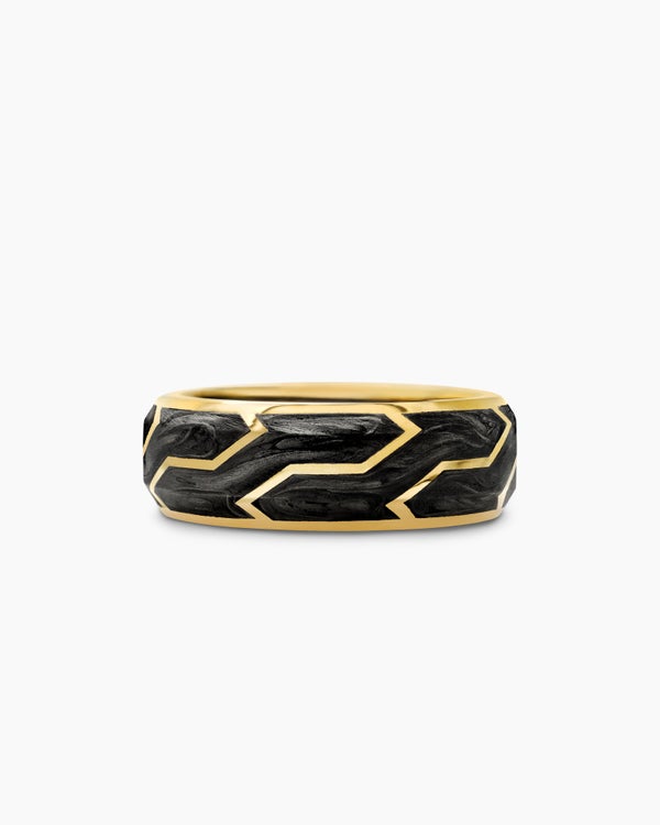 David Van Hagen Forged Carbon Band Ring 18K Yellow Gold 8.5mm