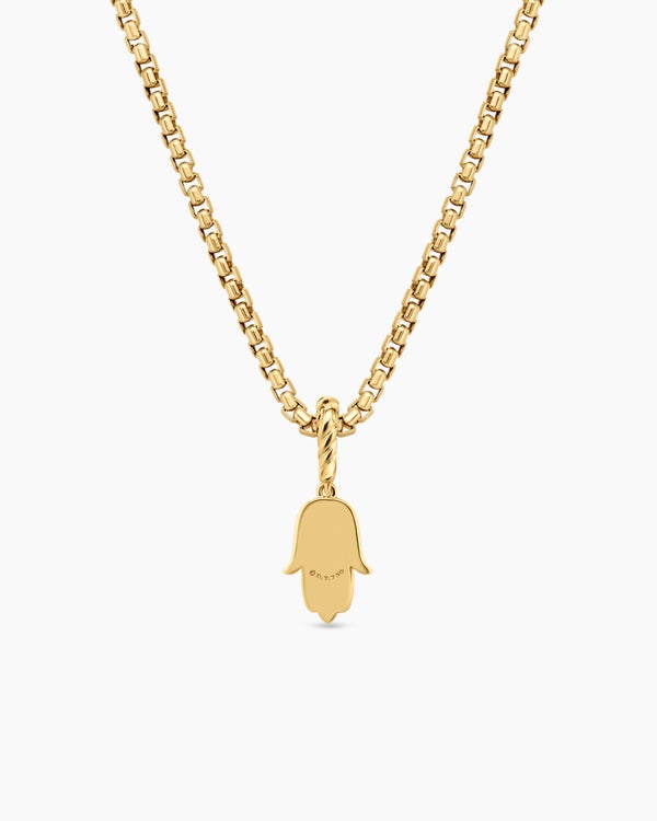 David Van Hagen Hamsa Amulet 18K Yellow Gold With Center Diamond 15.8mm
