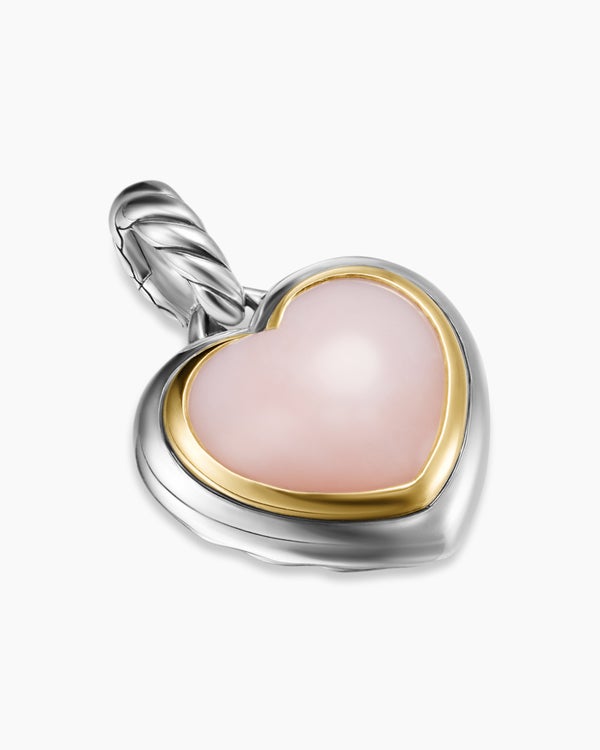 David Van Hagen Heart Amulet Sterling Silver And 18K Yellow Gold With Pink Opal 17mm