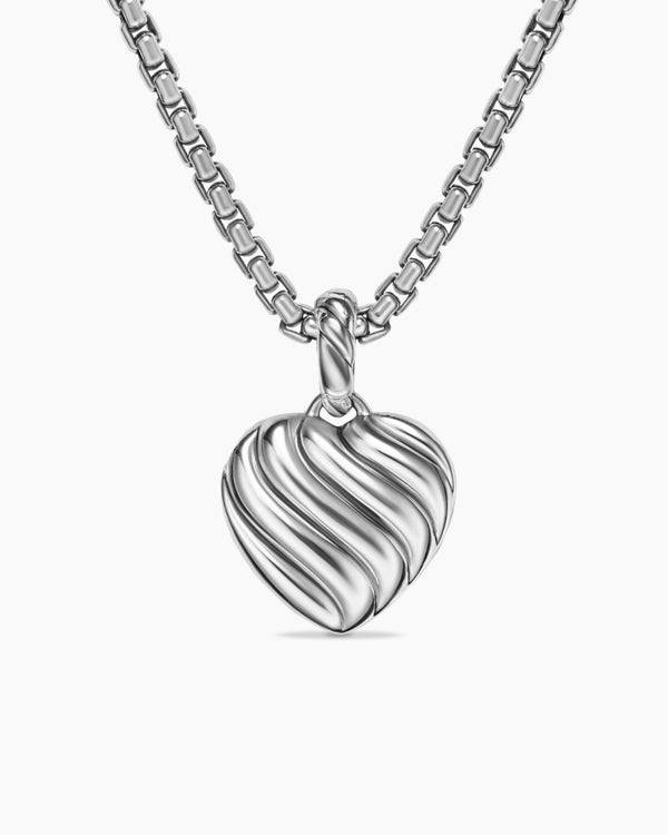 David Van Hagen Heart Amulet Sterling Silver And 18K Yellow Gold With Pink Opal 17mm