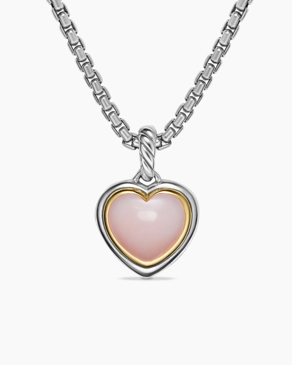 david van hagen Heart Amulet Sterling Silver and 18K Yellow Gold with Pink Opal 17mm
