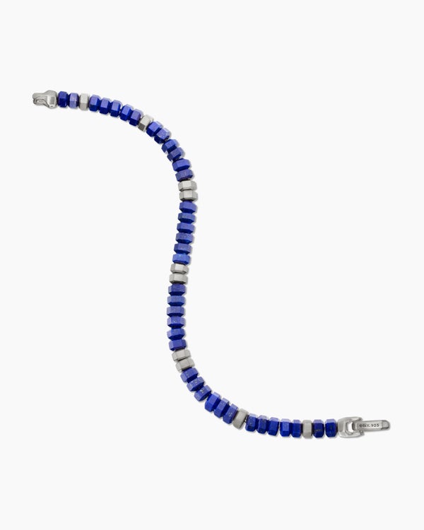 David Van Hagen Hex Bead Bracelet Sterling Silver With Lapis 6mm