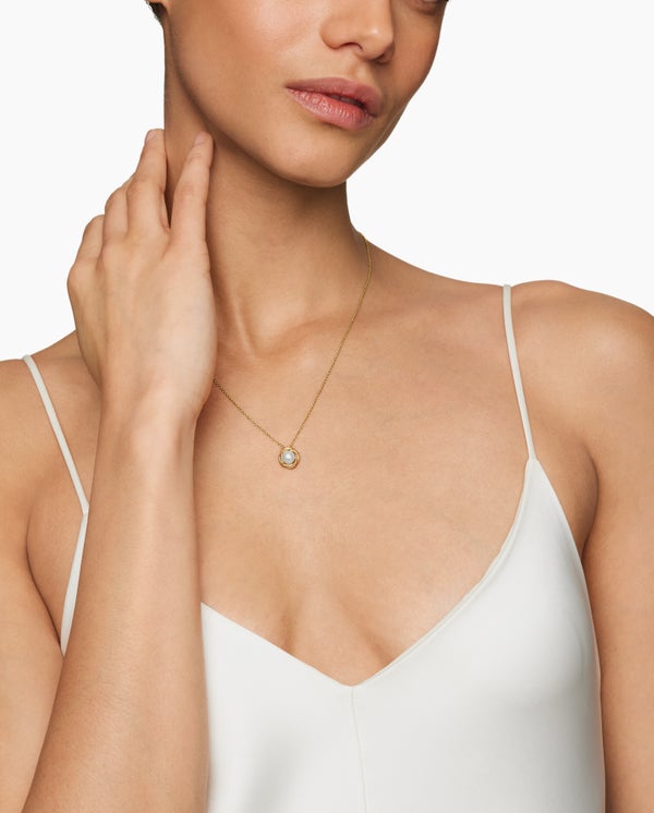 David Van Hagen Infinity Pendant Necklace 18K Yellow Gold With Pearl 10mm