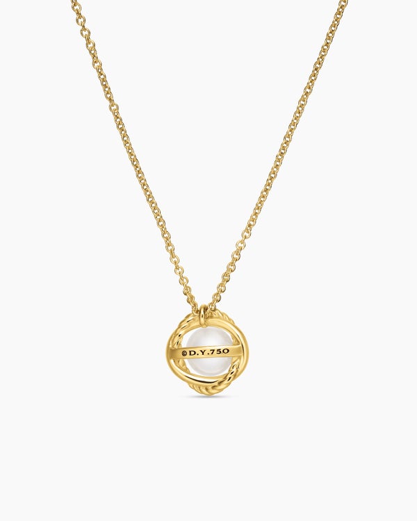 David Van Hagen Infinity Pendant Necklace 18K Yellow Gold With Pearl 10mm