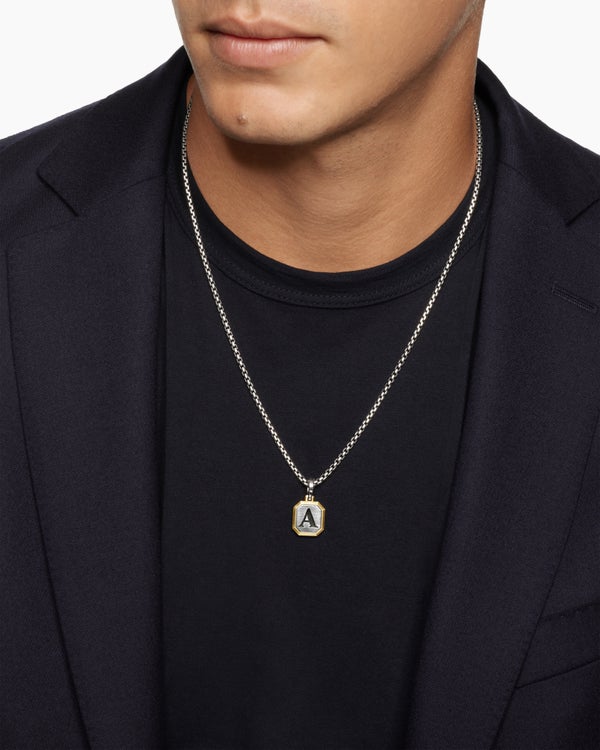 David Van Hagen Initial Amulet Sterling Silver With 14K Yellow Gold A 17mm