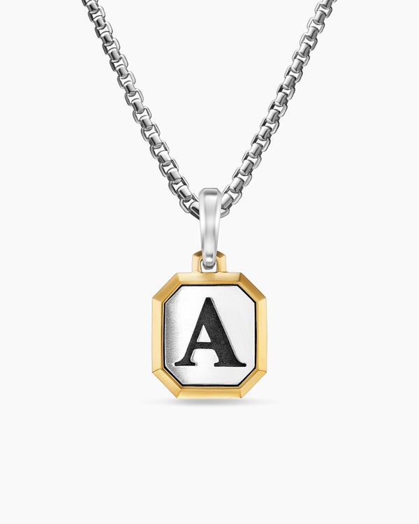 david van hagen Initial Amulet Sterling Silver with 14K Yellow Gold A 17mm